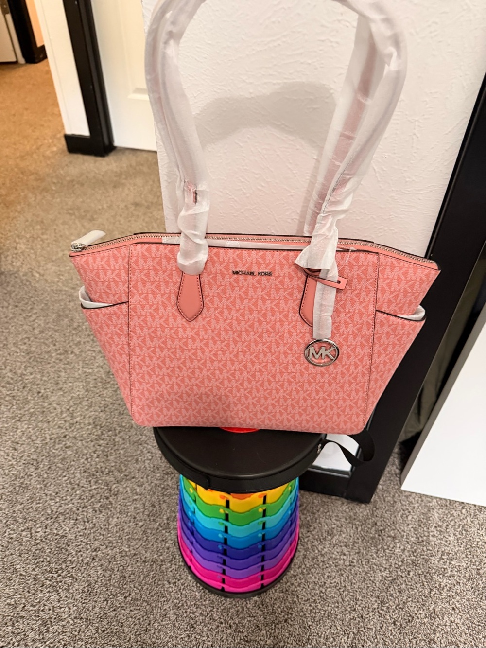Michael Kors Pink Signature Shoulder Tote